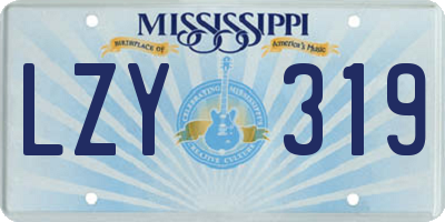 MS license plate LZY319
