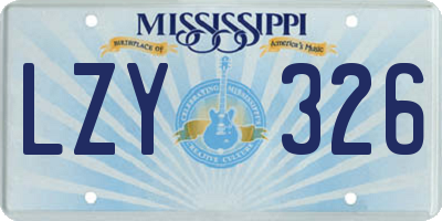 MS license plate LZY326