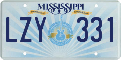 MS license plate LZY331