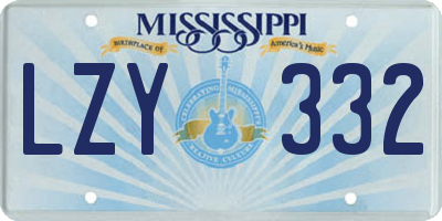 MS license plate LZY332
