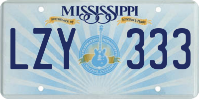 MS license plate LZY333