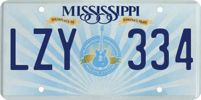 MS license plate LZY334