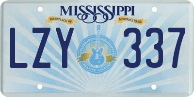 MS license plate LZY337