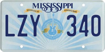 MS license plate LZY340