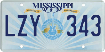 MS license plate LZY343