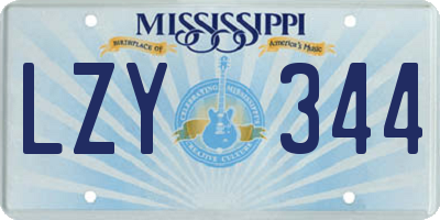 MS license plate LZY344