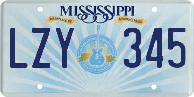 MS license plate LZY345