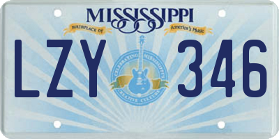 MS license plate LZY346