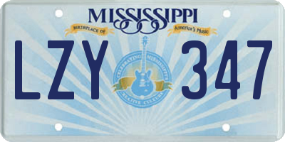 MS license plate LZY347