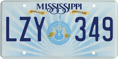 MS license plate LZY349