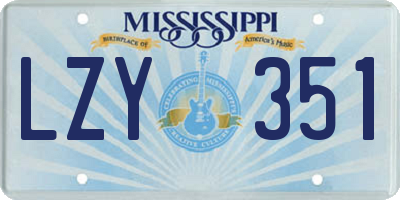 MS license plate LZY351