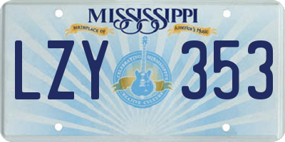 MS license plate LZY353
