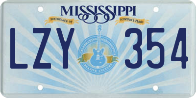 MS license plate LZY354