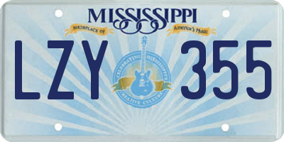 MS license plate LZY355