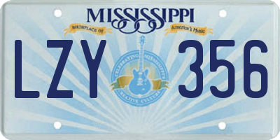 MS license plate LZY356