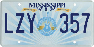 MS license plate LZY357