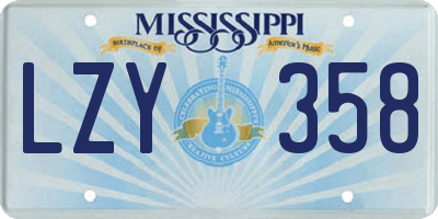 MS license plate LZY358