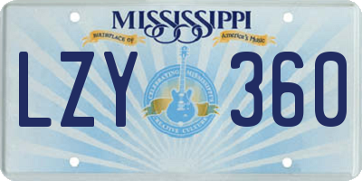 MS license plate LZY360