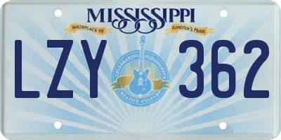 MS license plate LZY362