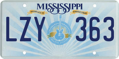 MS license plate LZY363
