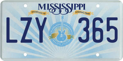 MS license plate LZY365