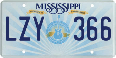 MS license plate LZY366