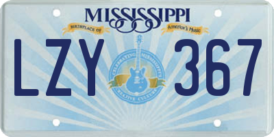 MS license plate LZY367