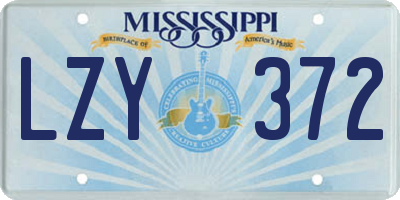 MS license plate LZY372