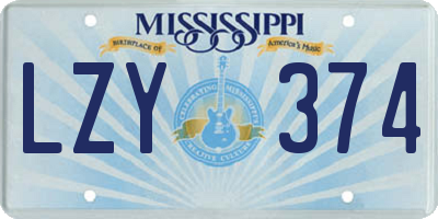 MS license plate LZY374