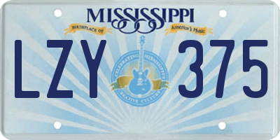 MS license plate LZY375