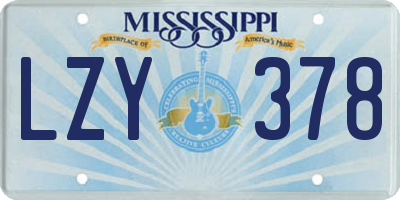 MS license plate LZY378