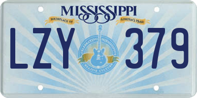 MS license plate LZY379