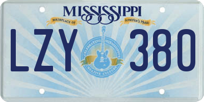 MS license plate LZY380
