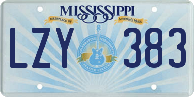 MS license plate LZY383