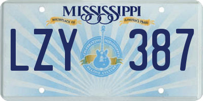 MS license plate LZY387