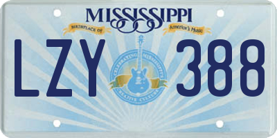 MS license plate LZY388