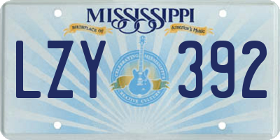 MS license plate LZY392