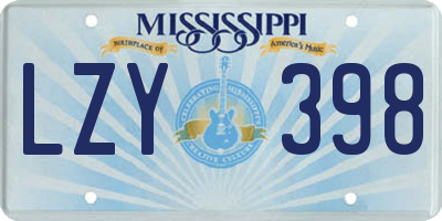 MS license plate LZY398