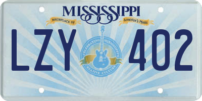MS license plate LZY402