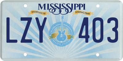 MS license plate LZY403