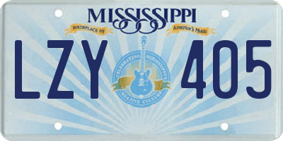 MS license plate LZY405