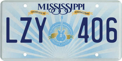 MS license plate LZY406