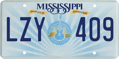 MS license plate LZY409