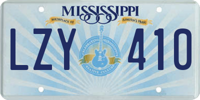 MS license plate LZY410