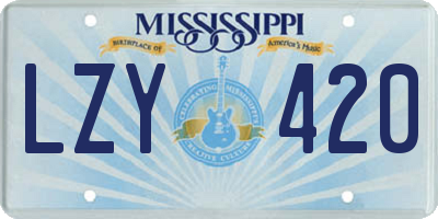 MS license plate LZY420