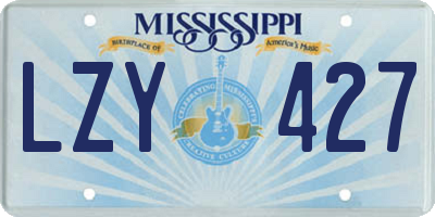MS license plate LZY427