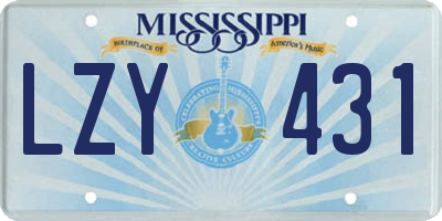 MS license plate LZY431