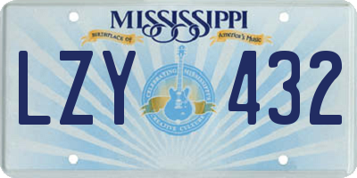MS license plate LZY432