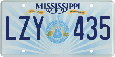 MS license plate LZY435