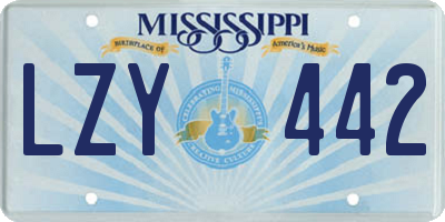 MS license plate LZY442
